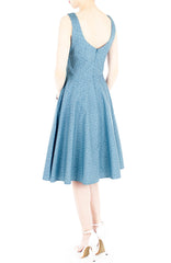 Sweetest Vine Blooms Flare Midi Dress - Vintage Blue