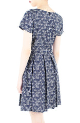 Swirling Sakura Flare Dress with Short Sleeves