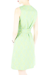 Takayama Japanese Print A-Line Button Down Dress - Turquoise