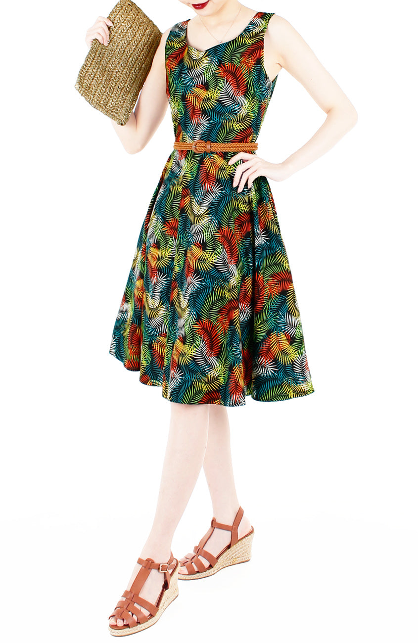 Take on Tropical Flare Midi Dress