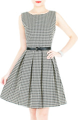 The Timeless Houndstooth Flare Dress - Black