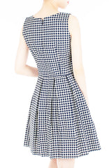 The Timeless Houndstooth Flare Dress - Dark Blue