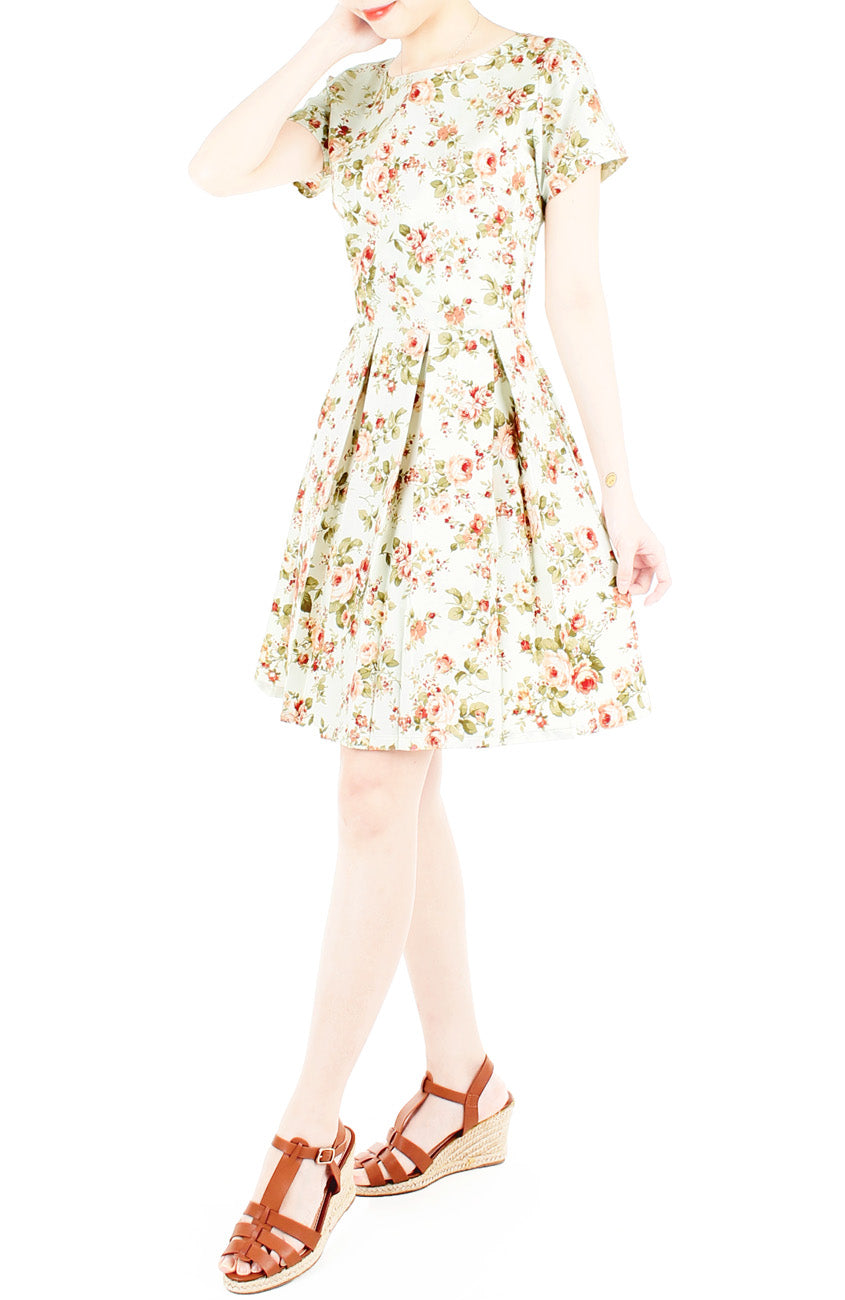 Thoughtful Teatime Flare Dress with Short Sleeves