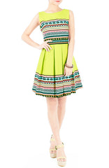 Travelling Vibes Flare Dress - Lime