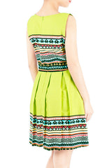 Travelling Vibes Flare Dress - Lime