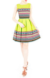 Travelling Vibes Flare Dress - Lime