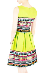 Travelling Vibes Flare Dress - Lime