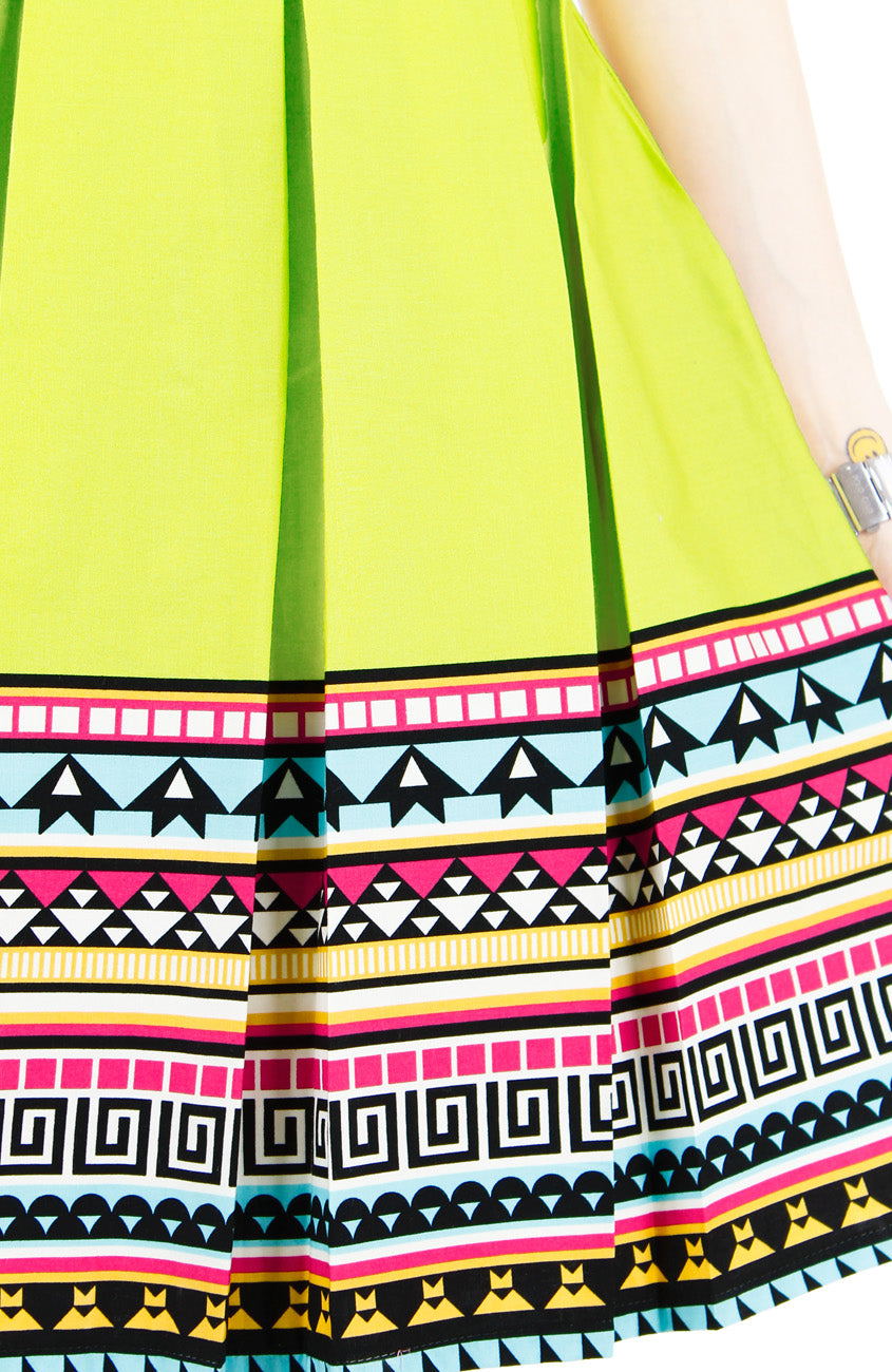 Travelling Vibes Flare Dress - Lime