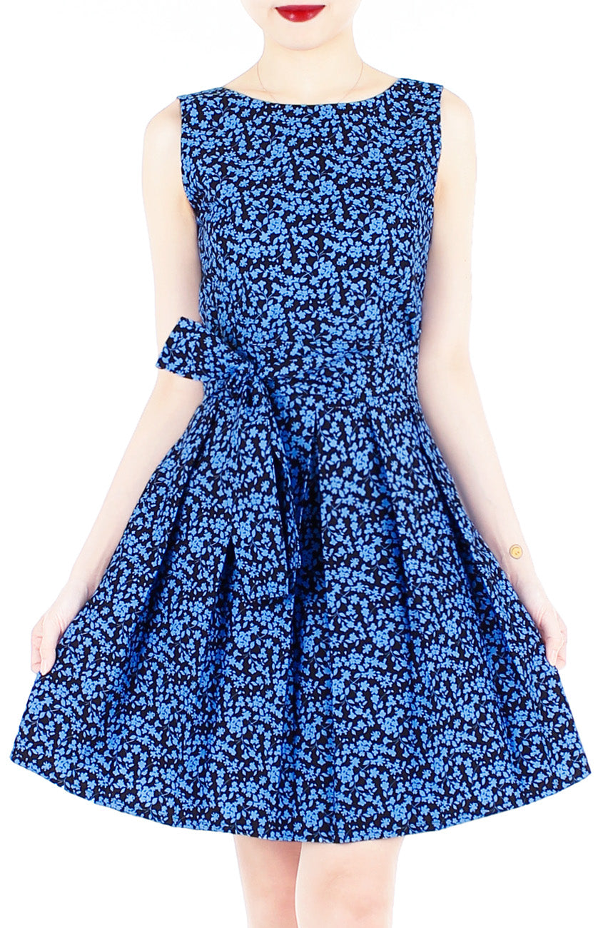 Tsuki-hana Two-way Flare Dress - Ocean Blue