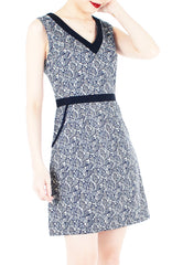 Turn Over a New Leaf 60s Mod A-Line Dress - Navy
