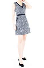 Turn Over a New Leaf 60s Mod A-Line Dress - Navy