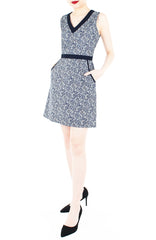 Turn Over a New Leaf 60s Mod A-Line Dress - Navy
