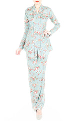 Vintage Heirloom Roses Kebaya - Powder Blue