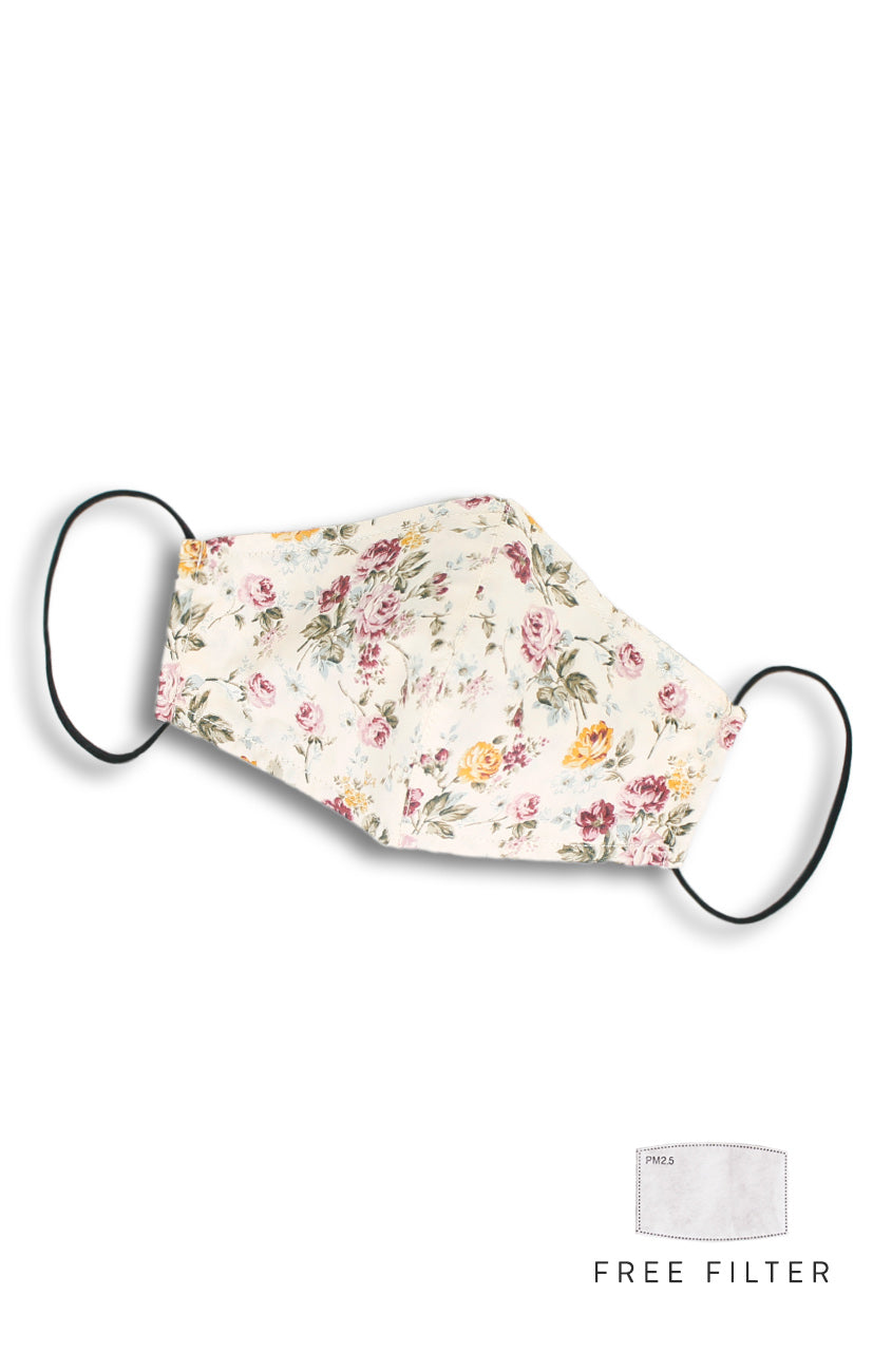 Vintage Fleur Roses Pure Cotton Face Mask