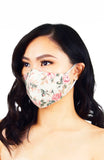Vintage Flowering Roses Pure Cotton Face Mask - Cream