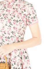 Vintage Rose Estate Cheongsam with Pearl Buttons
