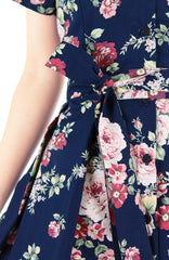Vintage Rose Garden Emma Two-way Shirtdress – Midnight Blue