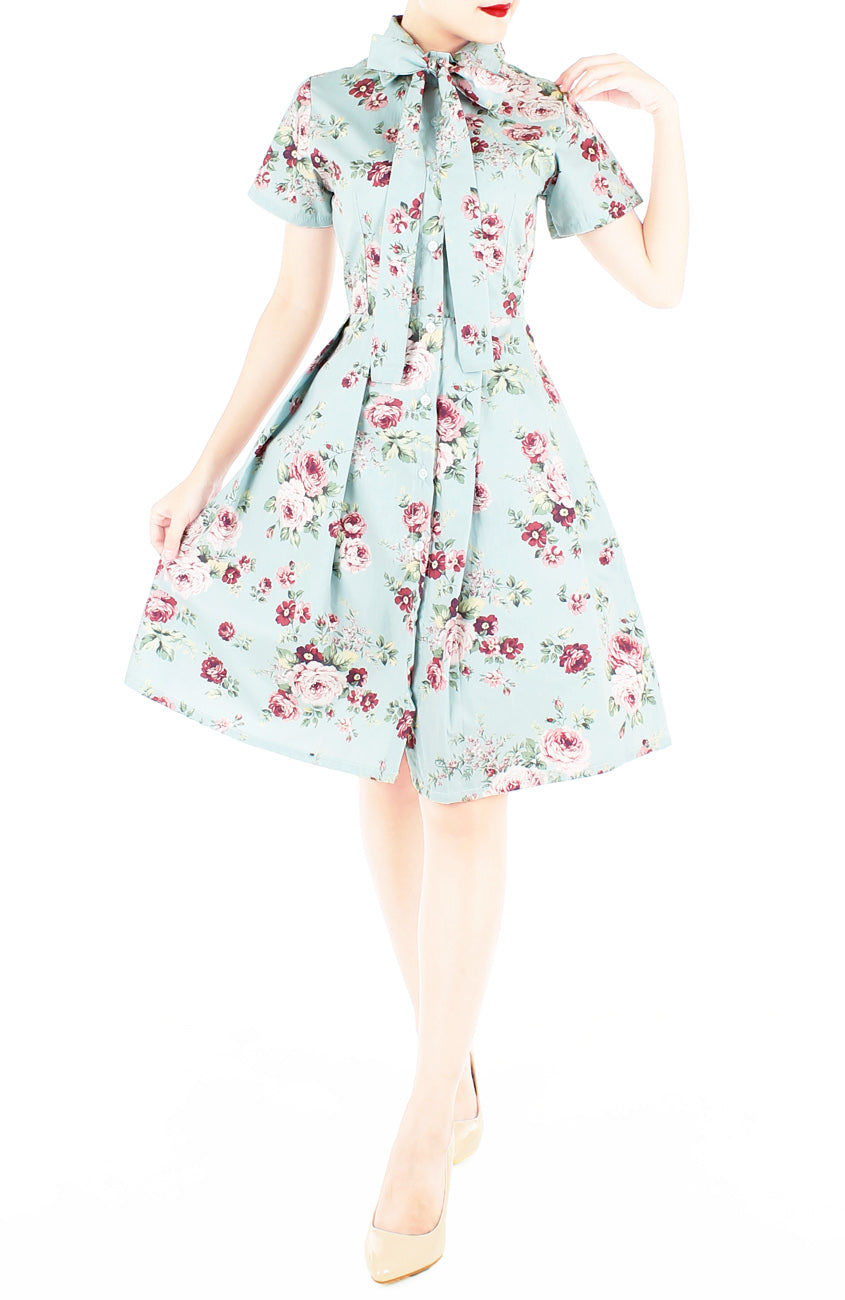 Vintage Rose Garden Emma Two-way Shirtdress - Powder Blue