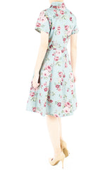 Vintage Rose Garden Emma Two-way Shirtdress - Powder Blue