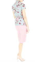 Vintage Rose Garden Mei Kebaya Dress with Obi Belt