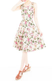 Vintage Dusty Rose Pink Flare Midi Dress