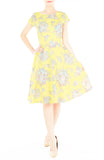Vintage Heirloom Roses Flare Tea Dress - Yellow