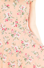 Vintage Peach Blooms Flare Tea Dress