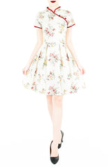 Vintage Porcelain Blooms Cheongsam Dress