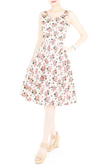Vintage Rose Garden Flare Midi Dress