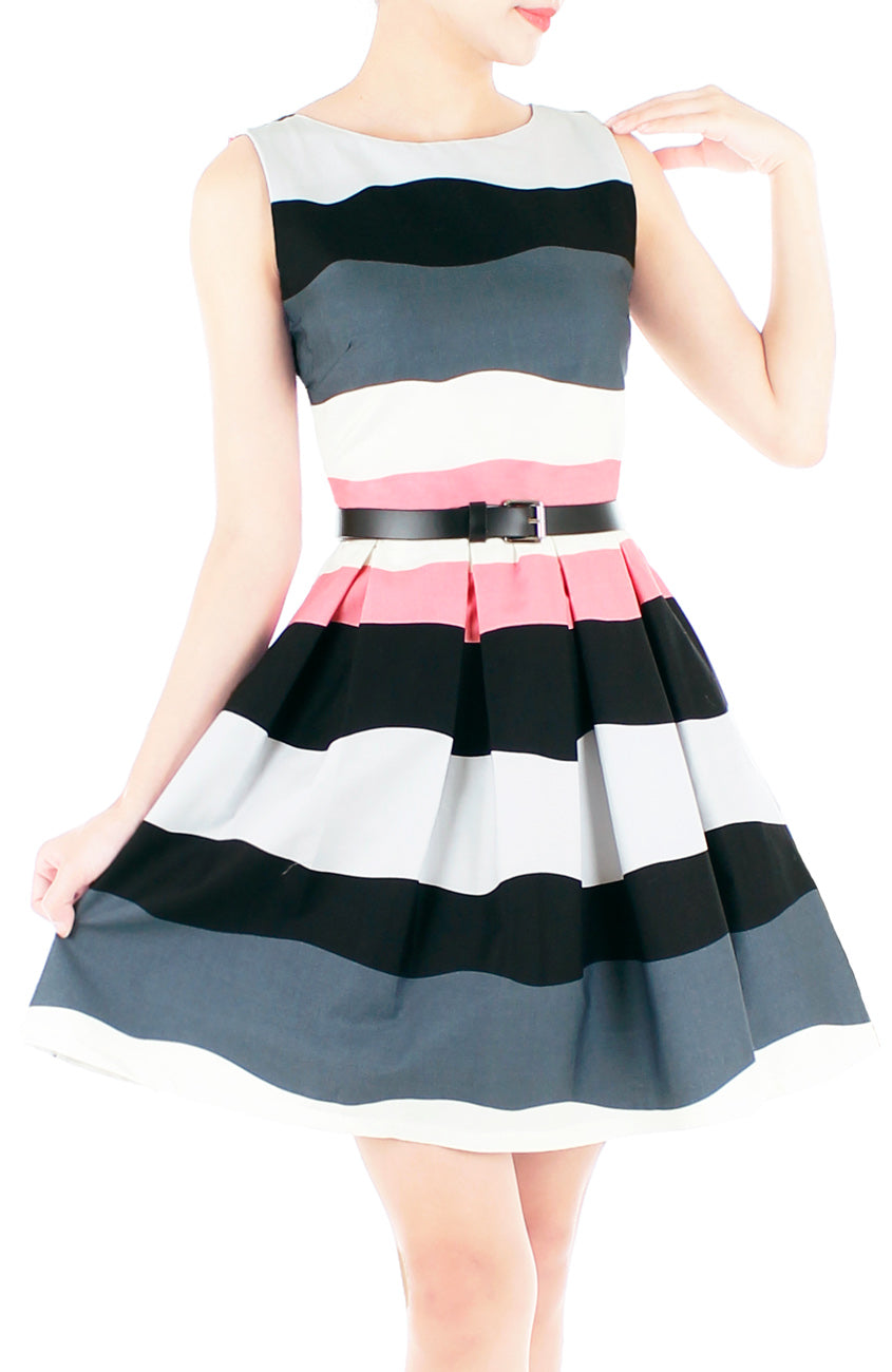 Wandering Wavelet Flare Dress - Pink