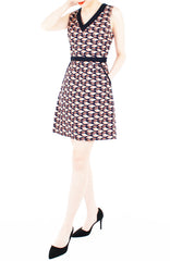 Waves of Fun 60s Mod A-Line Dress - Peach