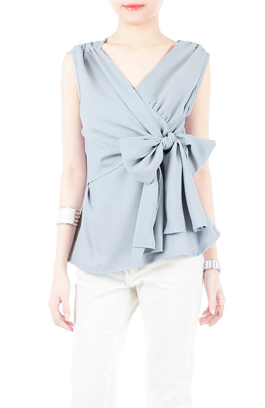 Whispered Wisdom Bow Blouse - Baby Blue