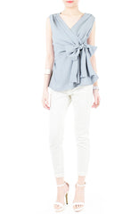 Whispered Wisdom Bow Blouse - Baby Blue