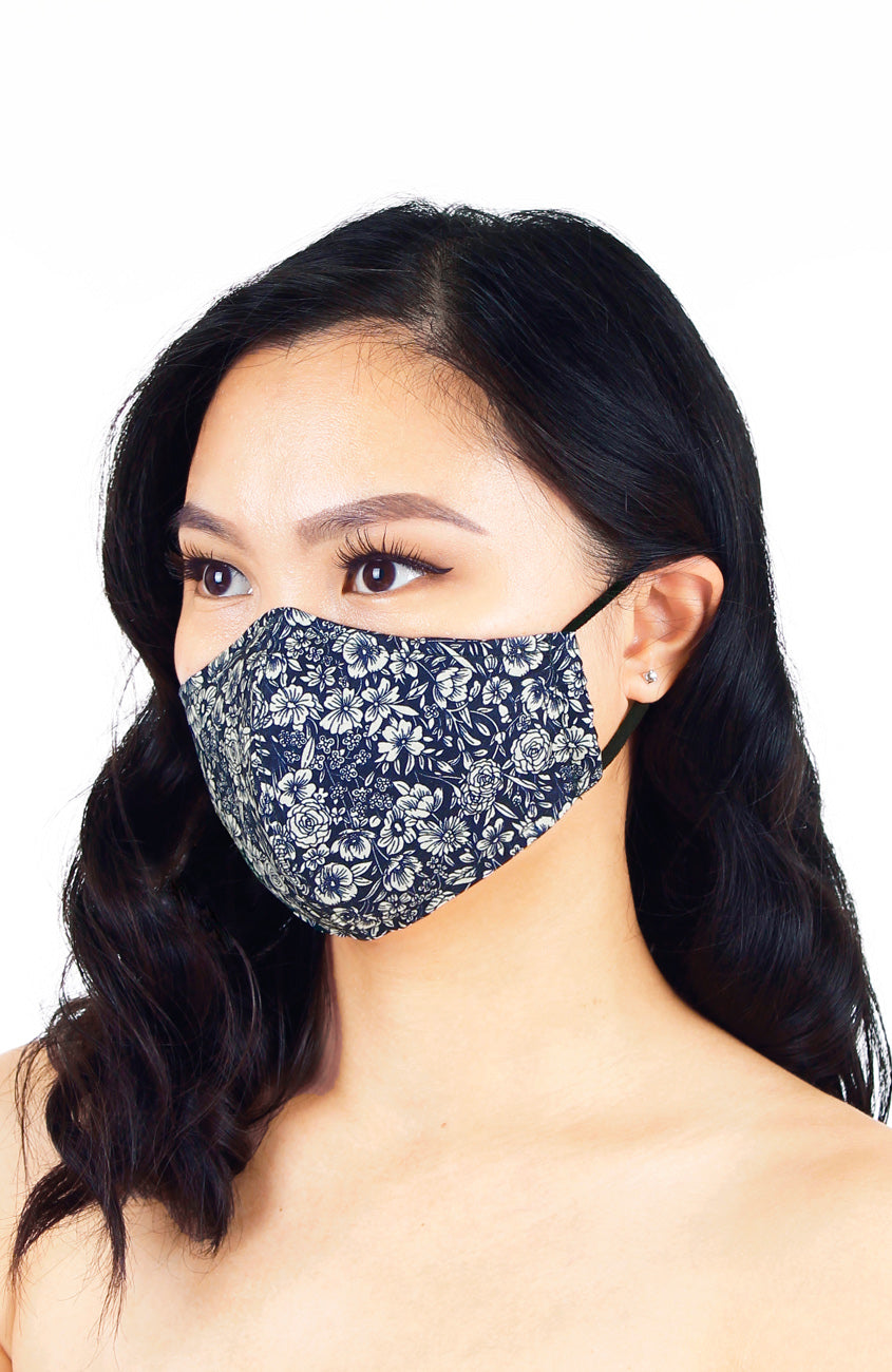Wiltshire Gardens Pure Cotton Face Mask - Midnight Blue