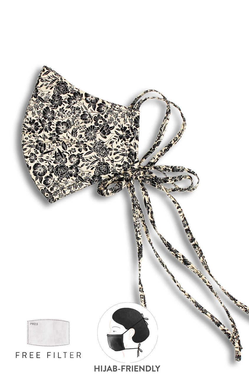 Wiltshire Gardens Pure Cotton Face Mask with Head Ties - Fawn Brown