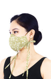 Wiltshire Gardens Pure Cotton Face Mask with Head Ties - Olive