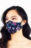 Winter Blooms Pure Cotton Face Mask - Midnight Blue
