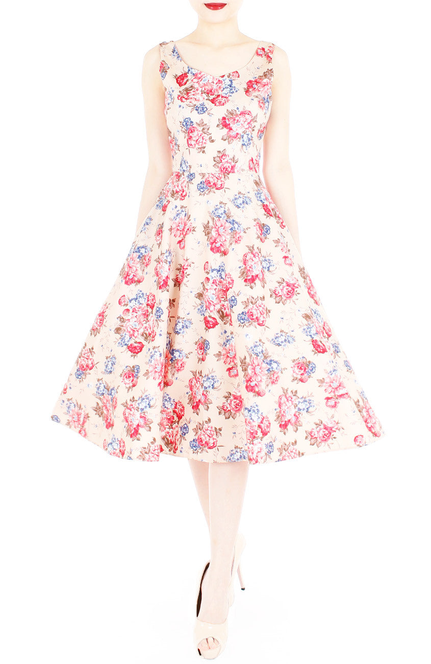 Wishing & Wowing Rose Flare Midi Dress (Longer Length)
