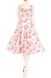 Wishing & Wowing Rose Flare Midi Dress (Longer Length)