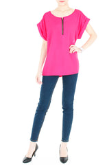 Zip that Memory Blouse - Hot Pink
