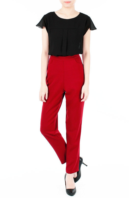 A Chic Start Tailored Pants - Red