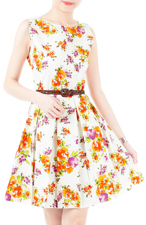 Budding Artist Flare Dress - Orange