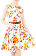 Budding Artist Flare Dress - Orange