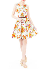 Budding Artist Flare Dress - Orange