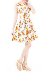 Budding Artist Flare Dress - Orange