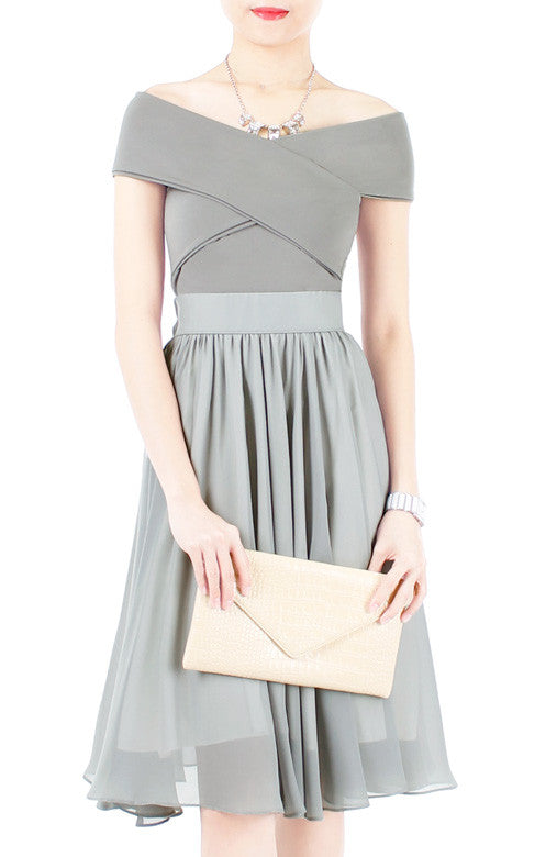 Charm Your Way Off Shoulder Blouse - Gray