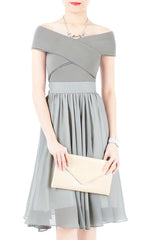 Charm Your Way Off Shoulder Blouse - Gray