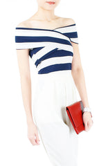 Charm Your Way Off Shoulder Blouse - Stripe