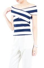 Charm Your Way Off Shoulder Blouse - Stripe