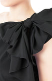 Elegance Bow One-shouldered Top - Black